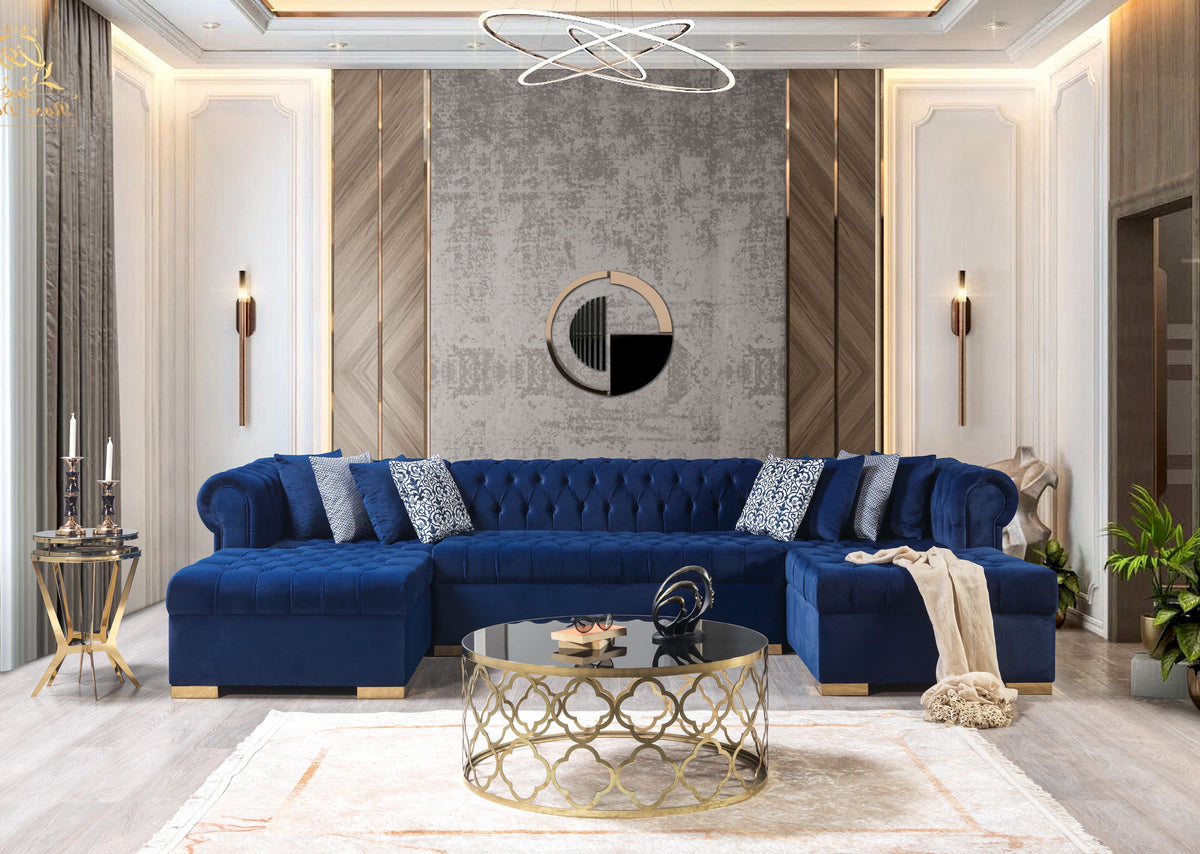 Élan Sapphire Velvet Double Chaise Sectional