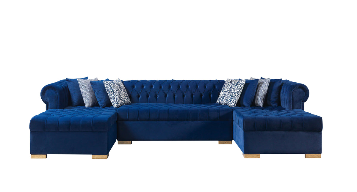 Élan Sapphire Velvet Double Chaise Sectional