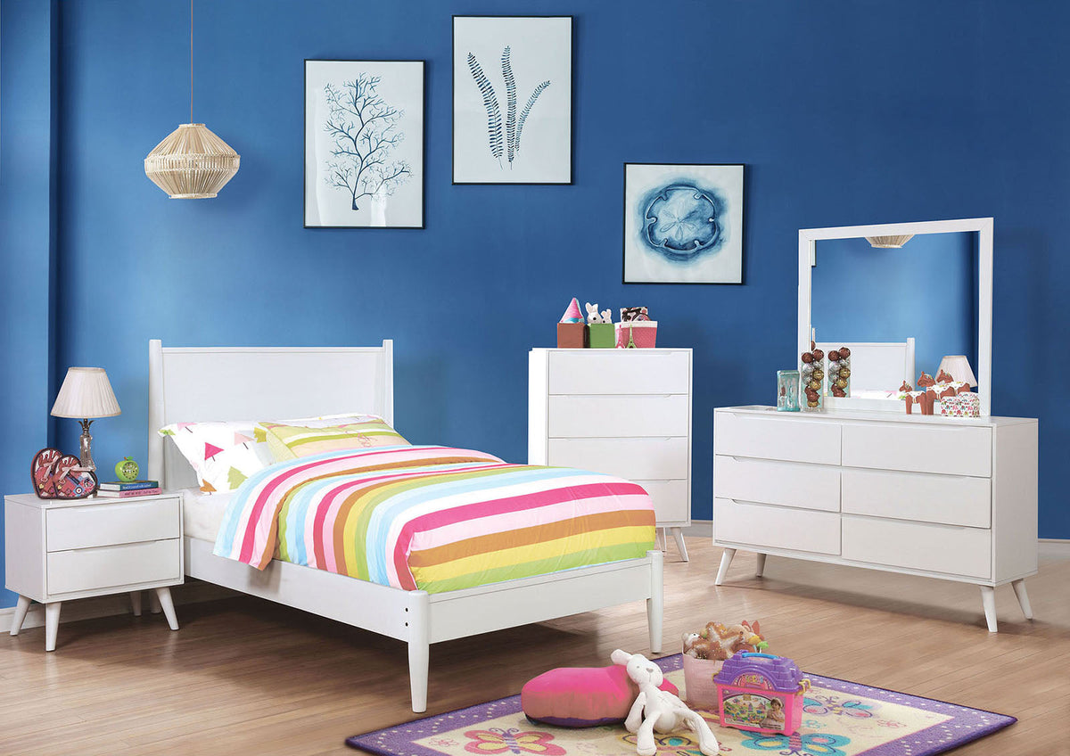 Lennart White Twin Bed