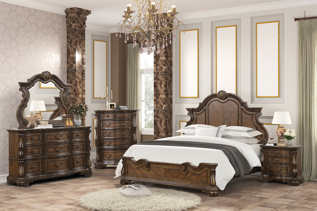 Leovanni Dark Brown Bombay King Bed