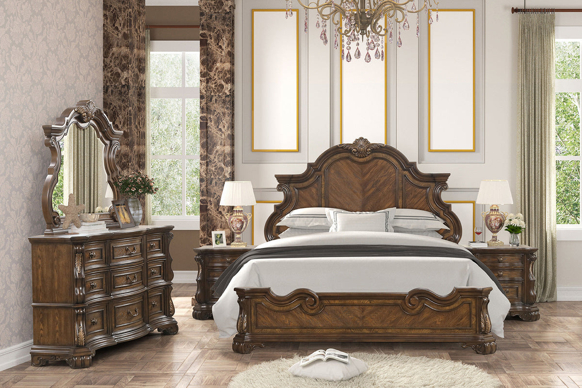Leovanni Dark Brown Bombay King Bed