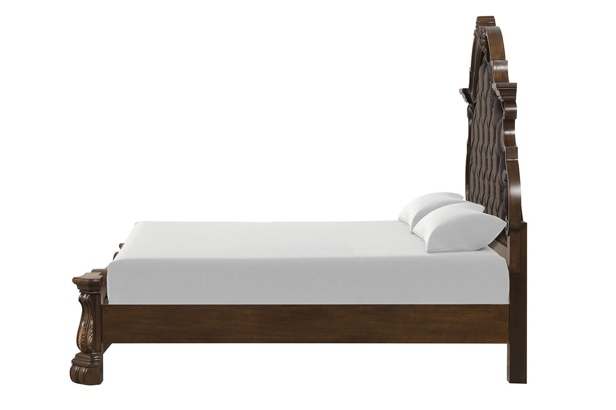 Leovanni Dark Brown Bombay Tufted King Bed