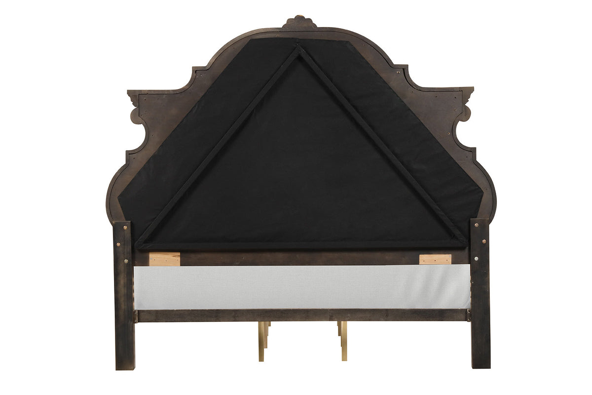 Leovanni Dark Brown Bombay Tufted King Bed
