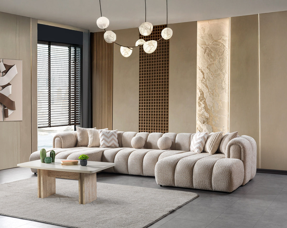 Royale Sand Boucle Double Chaise Sectional