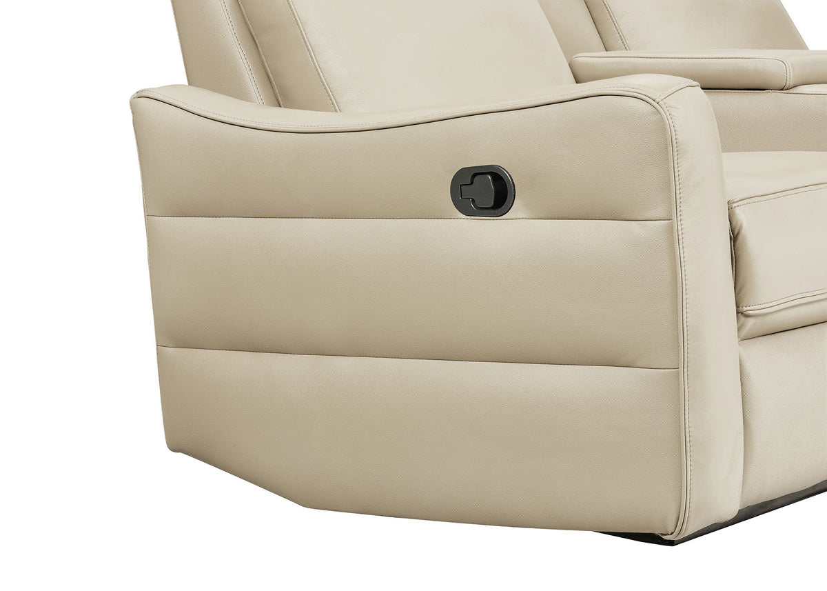 3517 Cream Top-grain Leather Reclining Loveseat