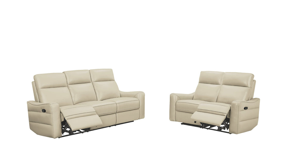 3517 Cream Top-grain Leather Reclining Loveseat