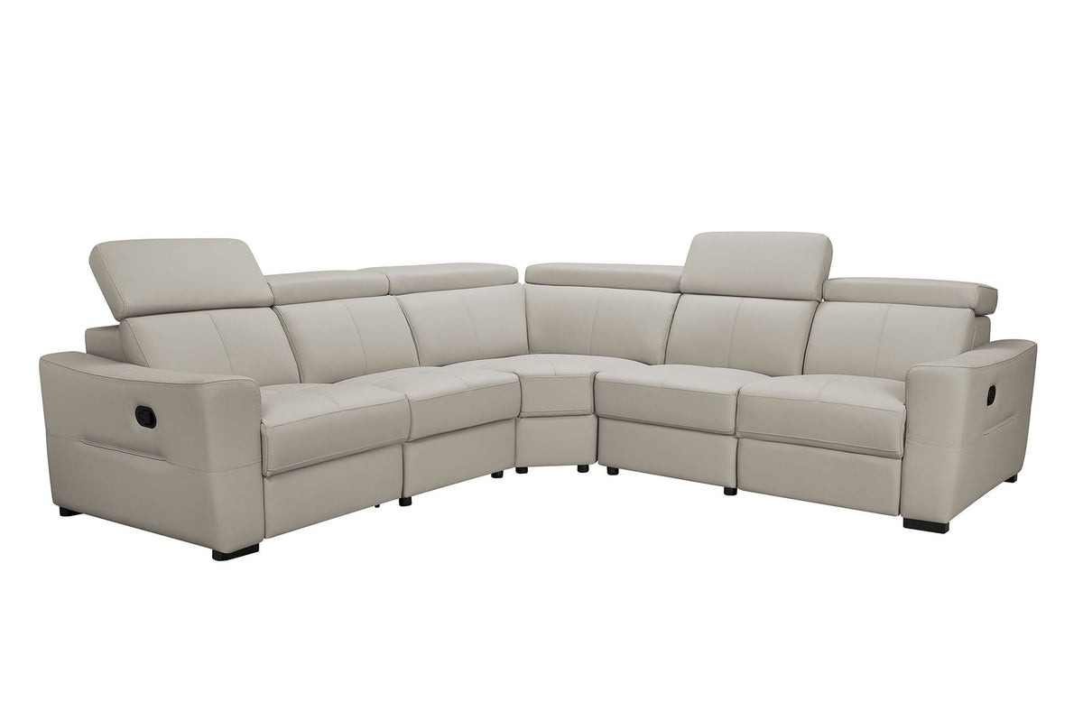 6021 Gray/Silver  Top-grain Leather Reclining Sectional