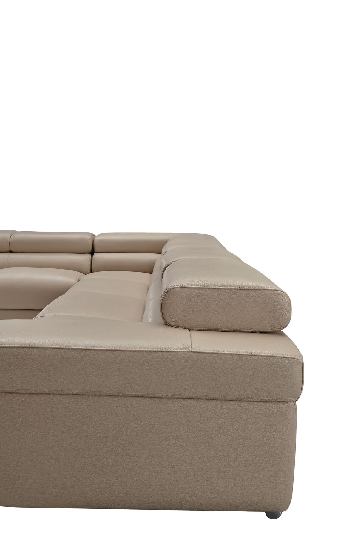 2119 Light Beige 4-Piece Top-Grain Leather Sectional