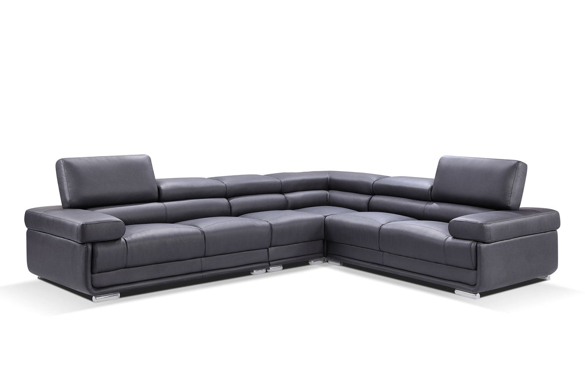 2119 Black 4-Piece Top-Grain Leather Sectional