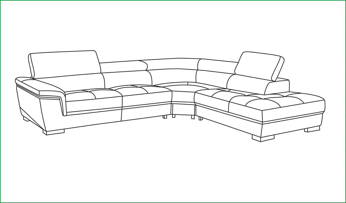 2383 White Top-grain Leather RAF Sectional