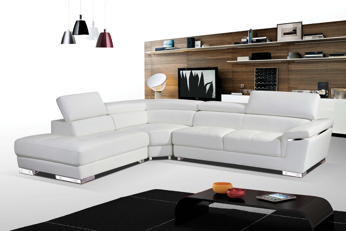 2383 White Top-grain Leather RAF Sectional