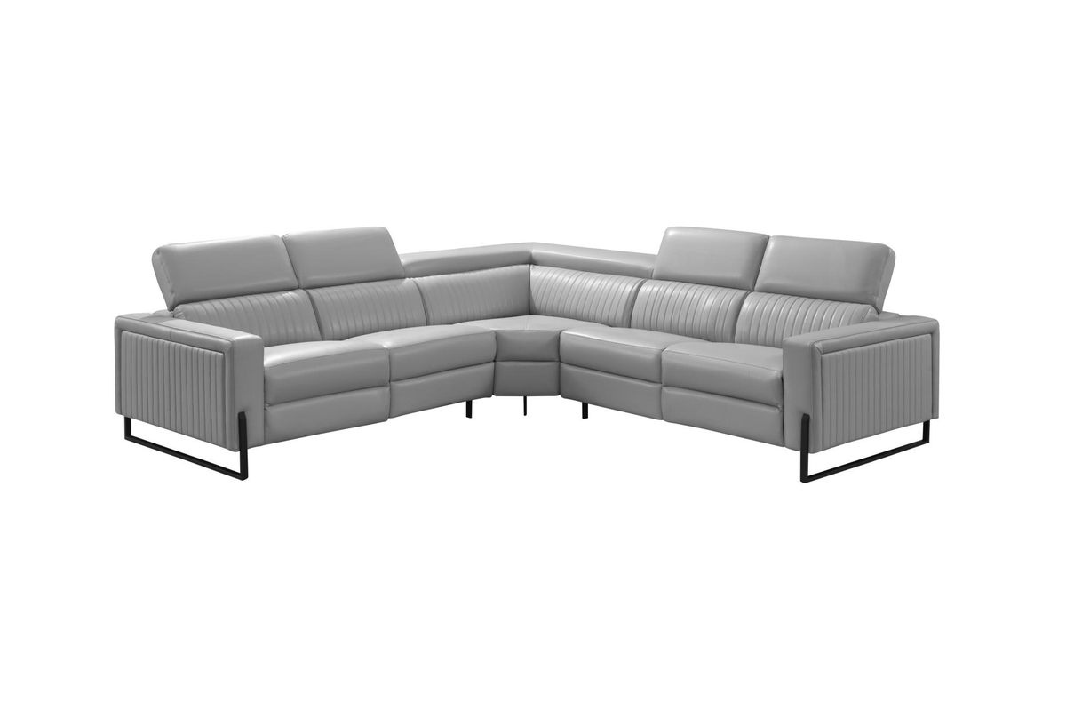 2787 Grey/Silver Top-grain Leather Power Reclining Sectional