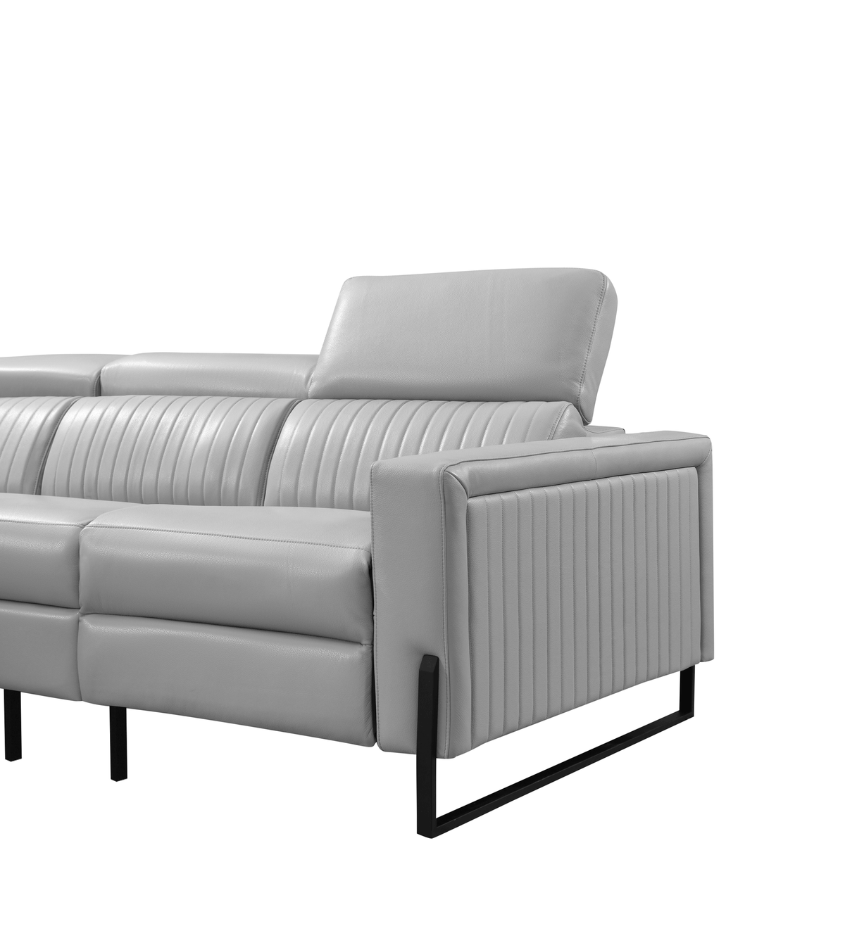 2787 Grey/Silver Top-grain Leather Power Reclining Sectional