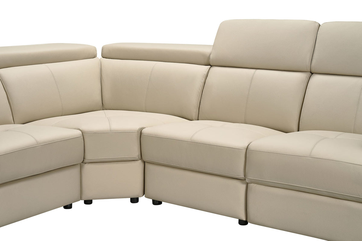 6021 Light Beige Top-grain Leather Reclining Sectional
