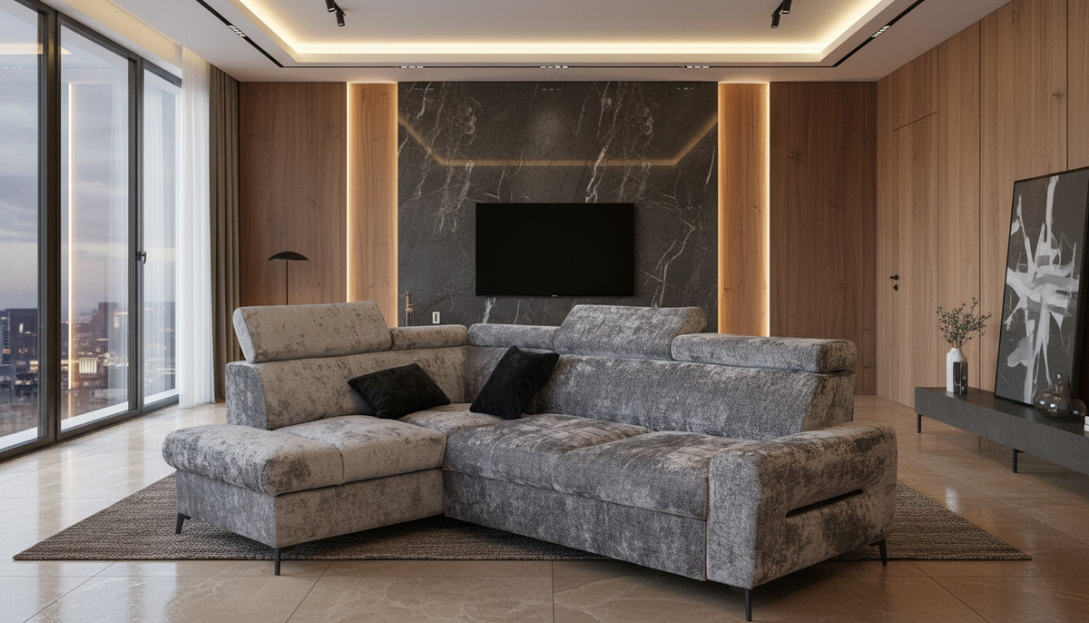 Daytona Silver Storage Sleeper LAF Chaise Sectional