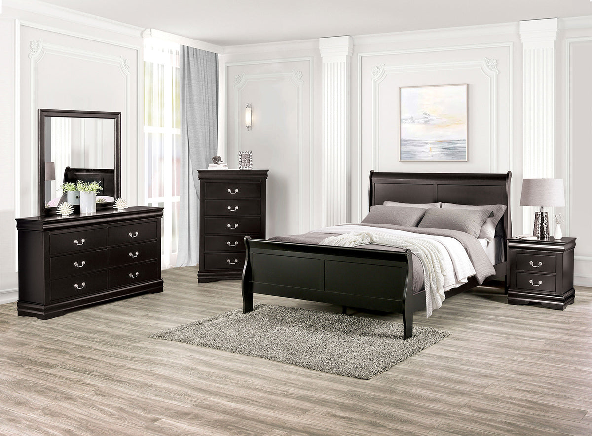 Louis Philippe Black Queen Bed