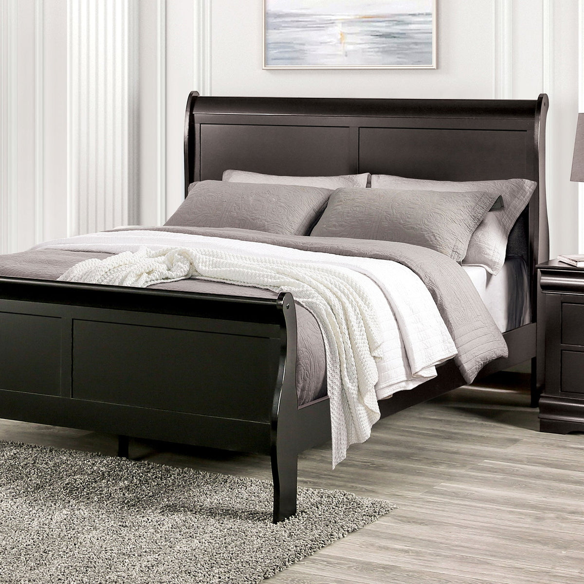 Louis Philippe Black Queen Bed