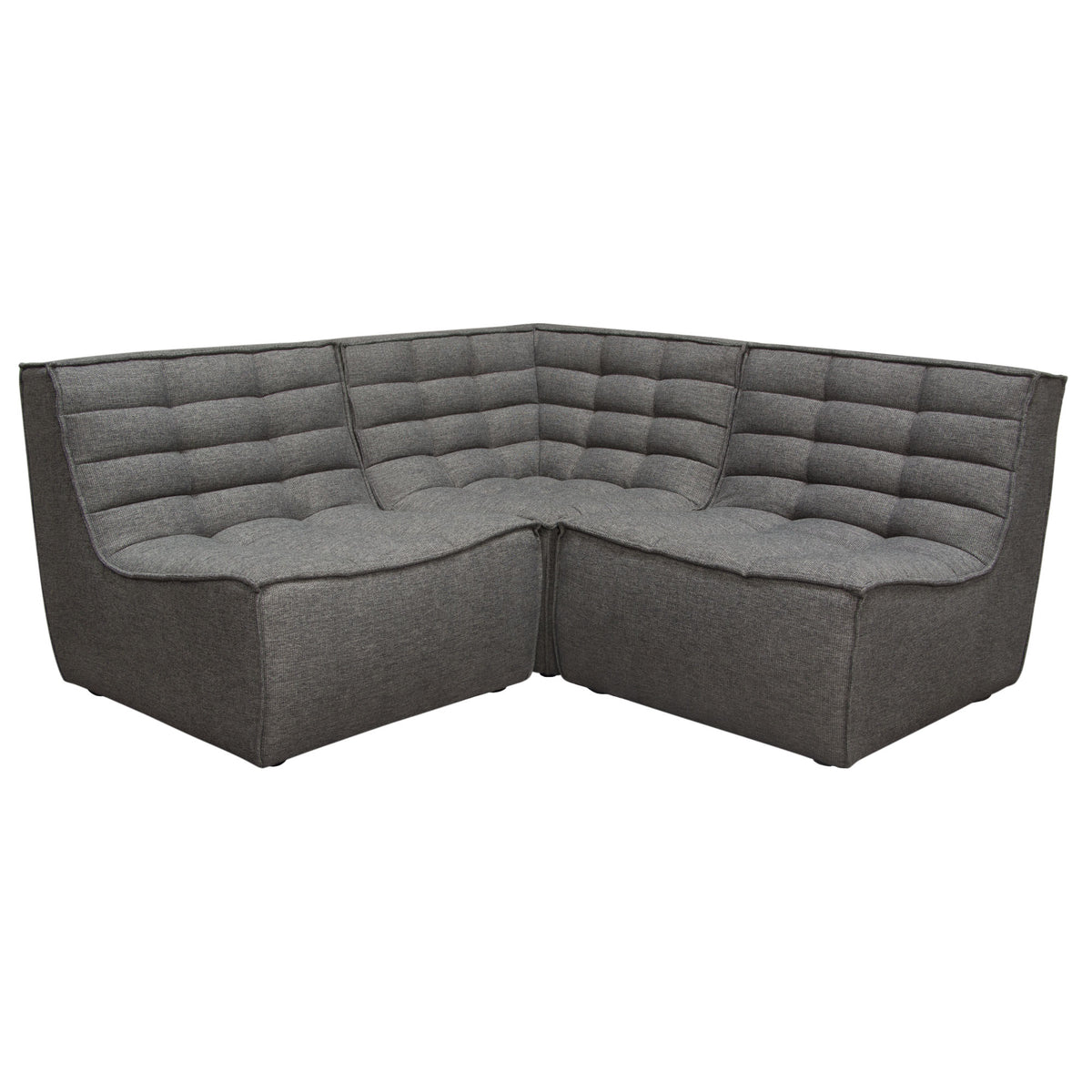 Marshall 3PC Corner Modular Sectional w/ Scooped Seat in Grey Fabric