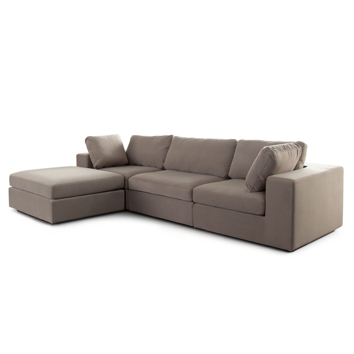 Muse 4PC Modular Reversible Chaise Sectional in Winter Mink Performance Velvet