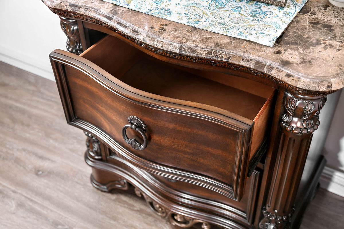 Menodora Brown Cherry Transitional Bedroom Set