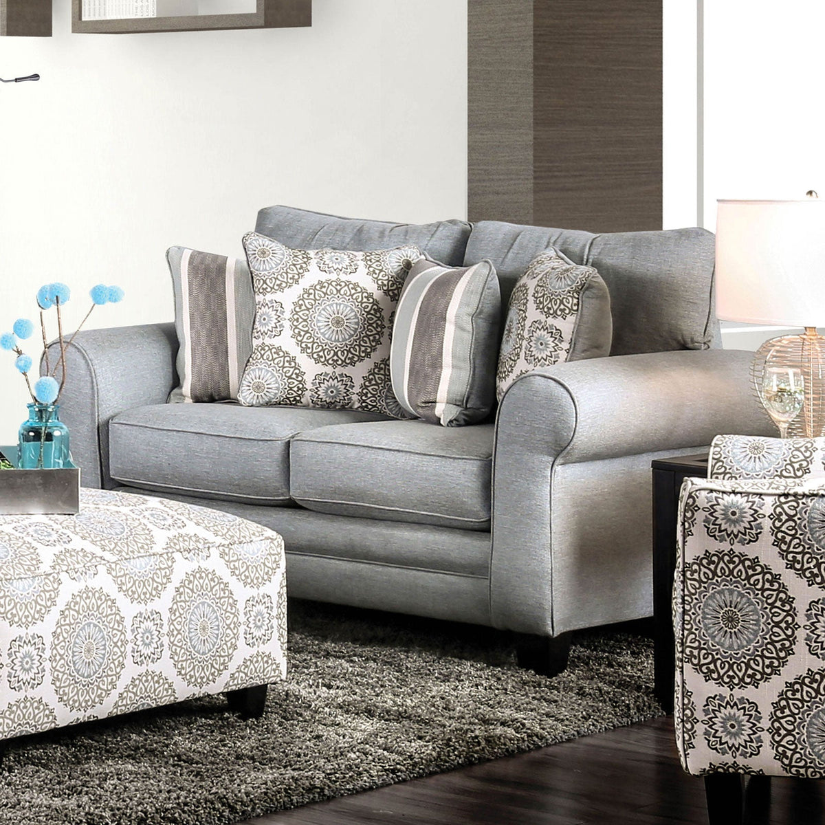 Misty Blue Gray Transitional Living Room Set