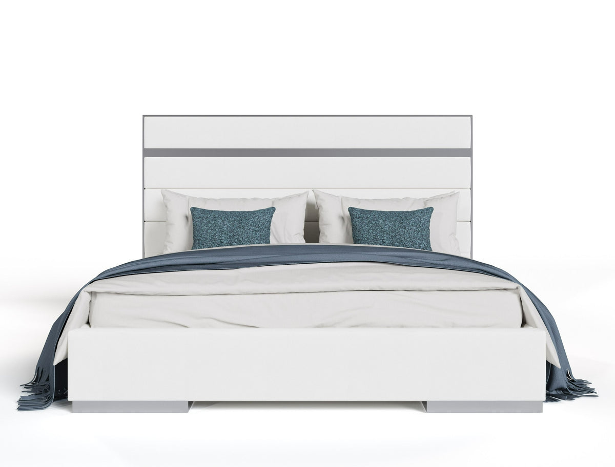 Modrest Cartier - Modern White Vegan Leather + Stainless Steel Bed
