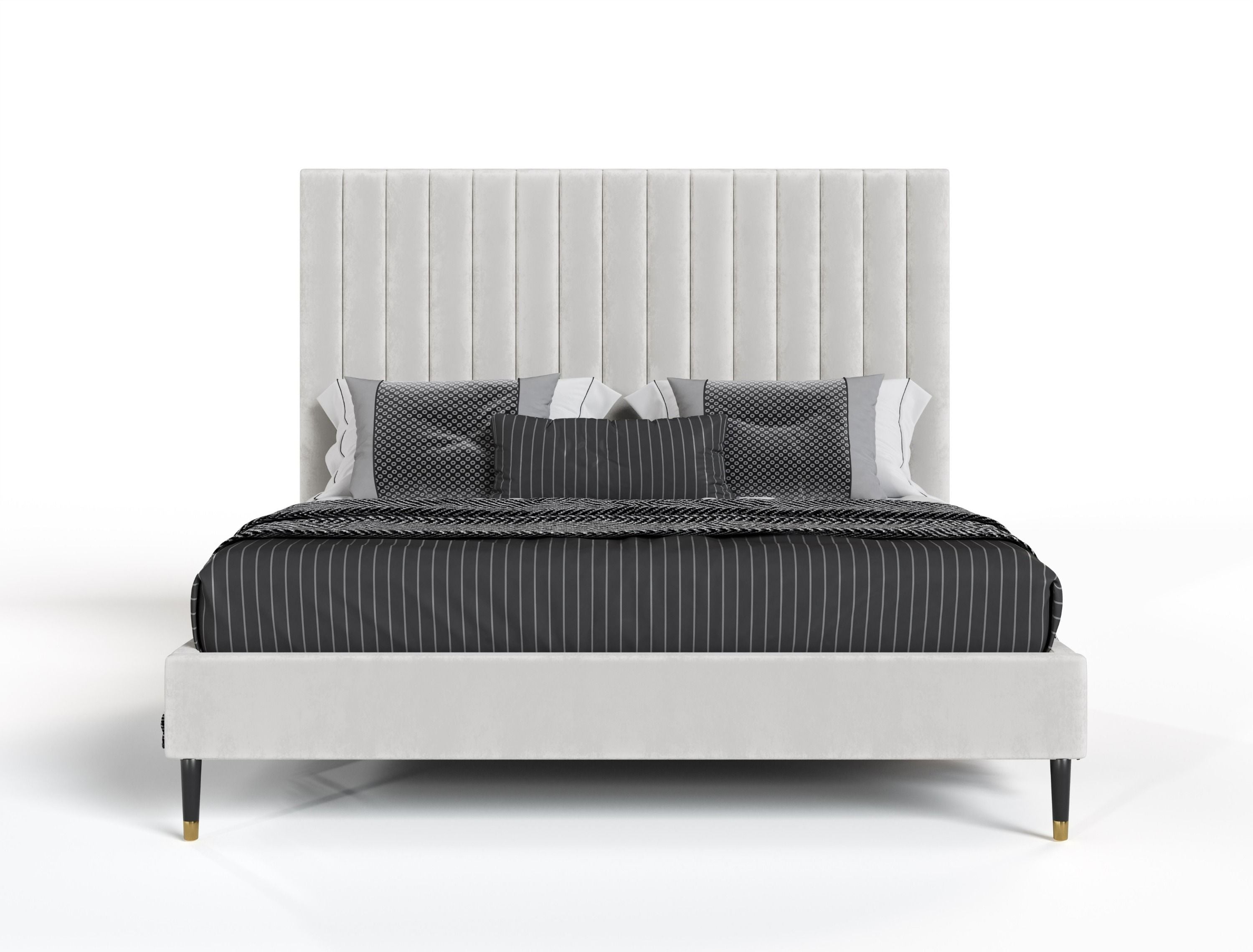 Modrest Hemlock - Contemporary White Fabric Bed