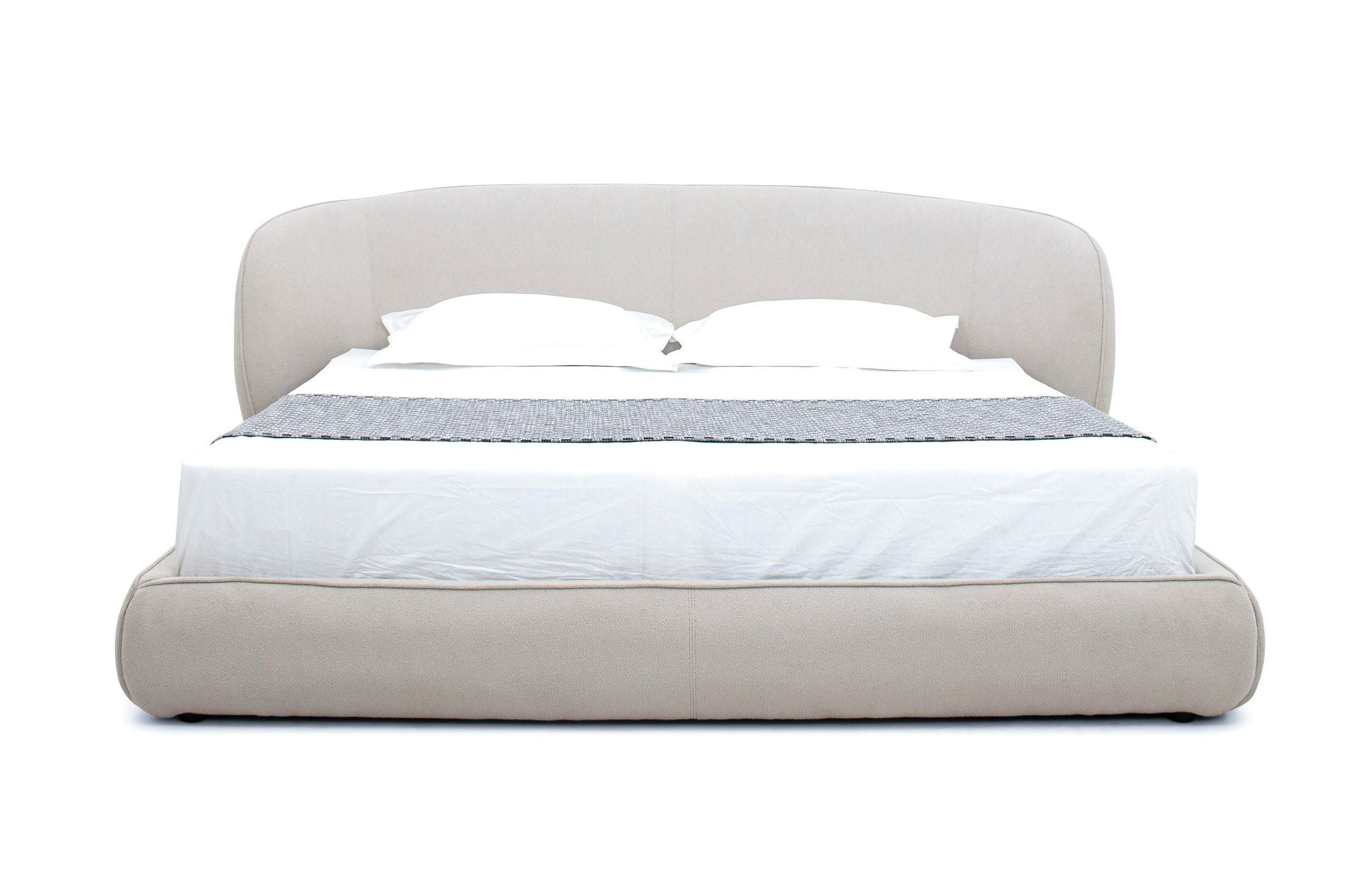 Modrest Lambert - Modern Beige Fabric Upholstered Bed