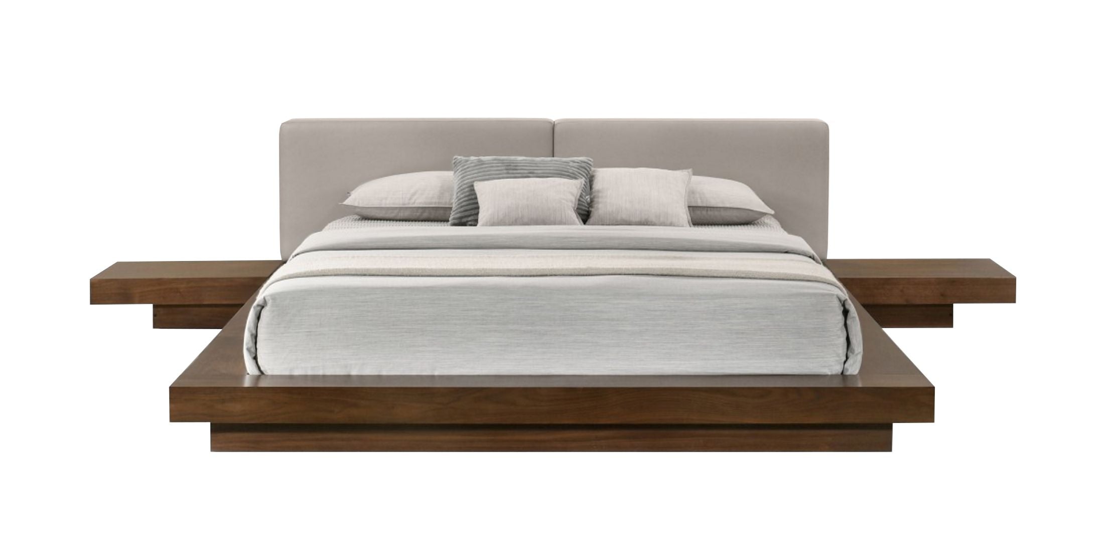 Modrest Tokyo - Contemporary Walnut and Grey Platform Bed