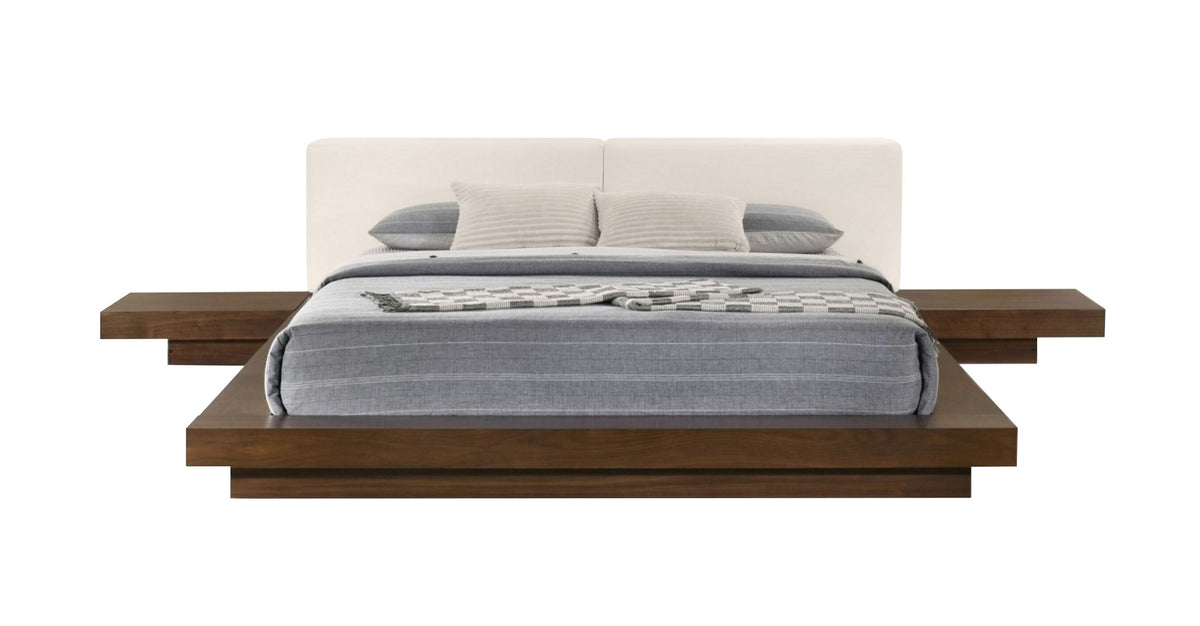 Modrest Tokyo - Contemporary Walnut and White Platform Bed