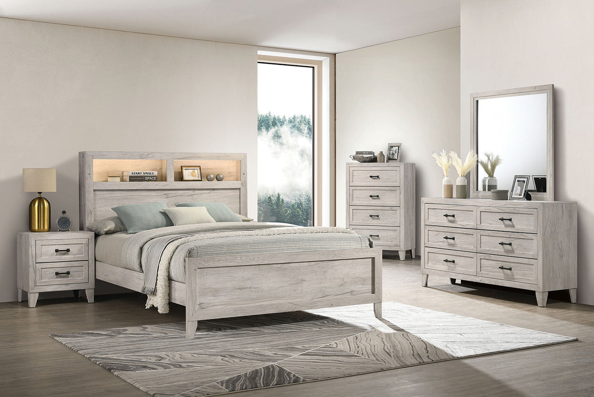 Mysen White Wash Contemporary Youth Bedroom Set
