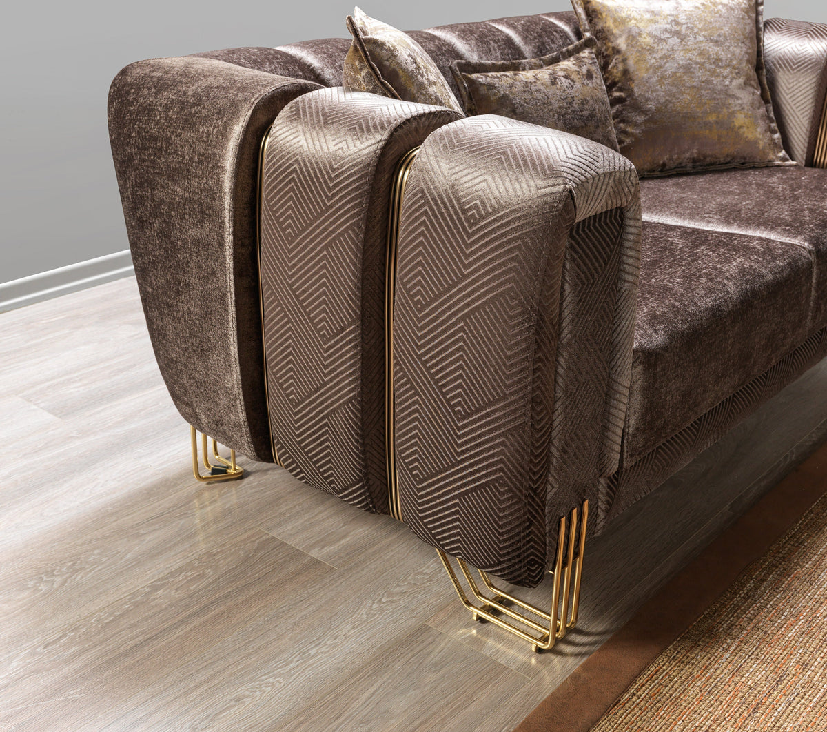 Santana Coffee Velvet Living Room Set