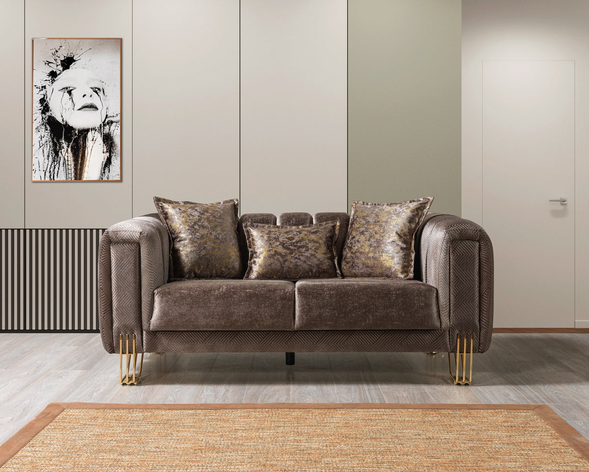 Santana Coffee Velvet Living Room Set