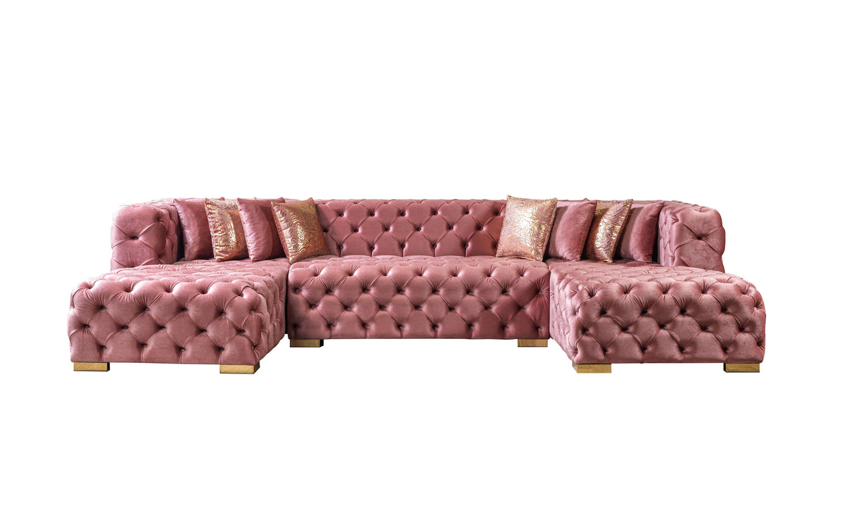 Majestic Blush Velvet Double Chaise Sectional