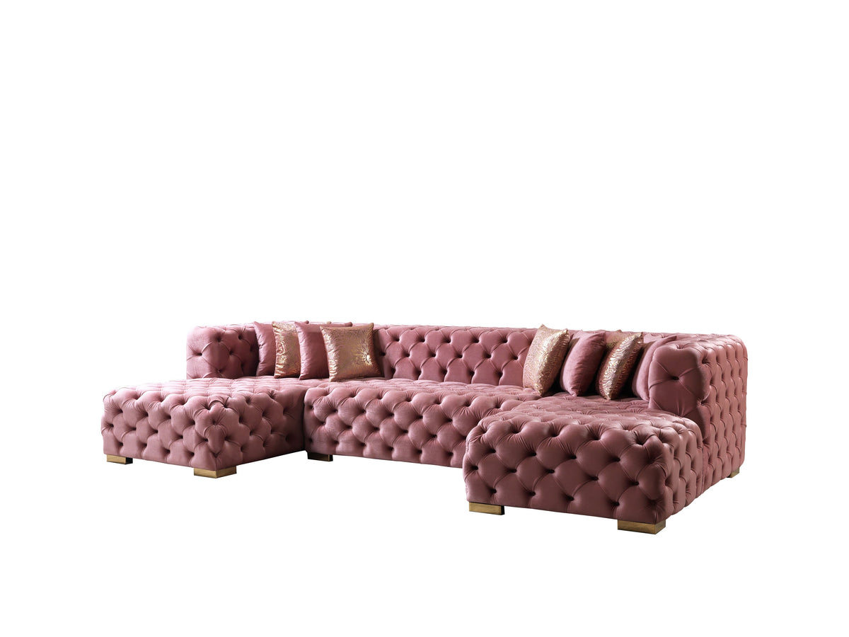 Majestic Blush Velvet Double Chaise Sectional