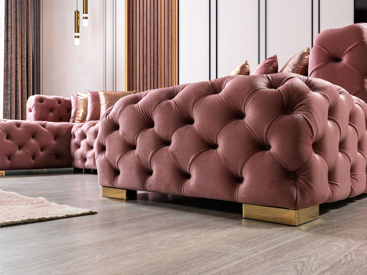 Majestic Blush Velvet Double Chaise Sectional