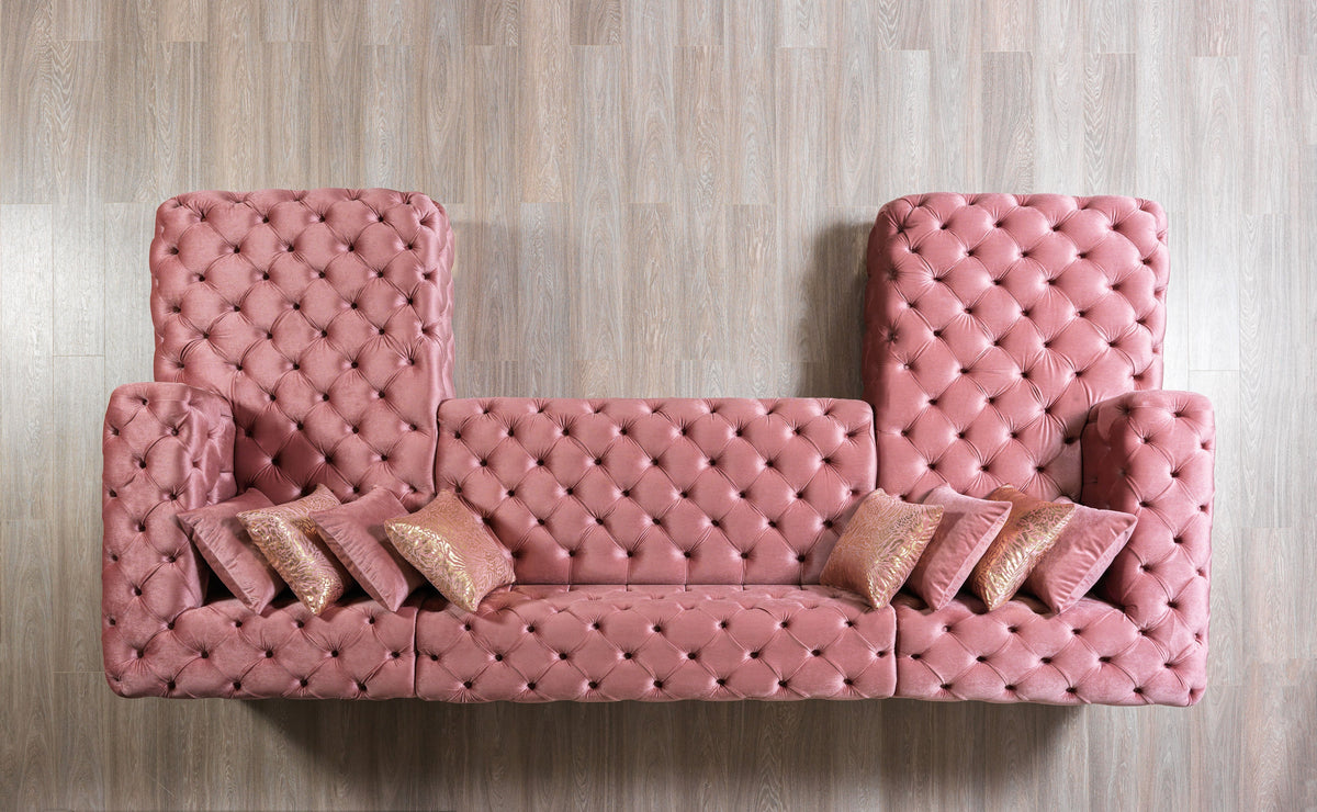 Majestic Blush Velvet Double Chaise Sectional