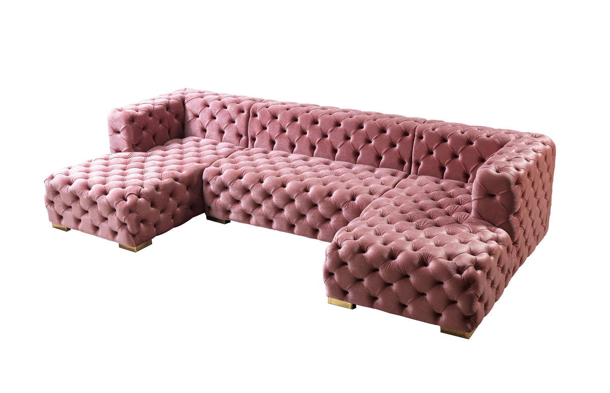 Majestic Blush Velvet Double Chaise Sectional