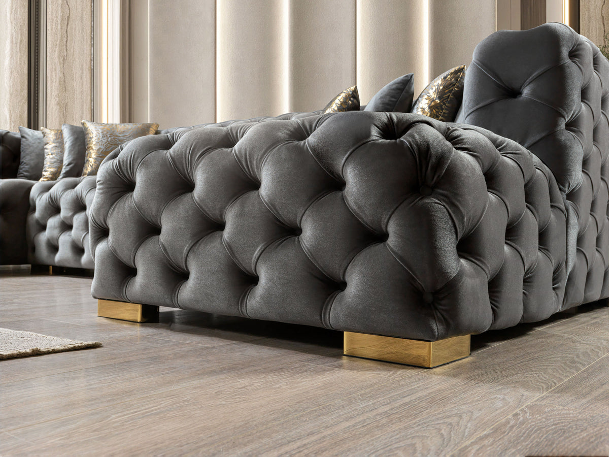 Majestic Sterling Velvet Double Chaise Sectional