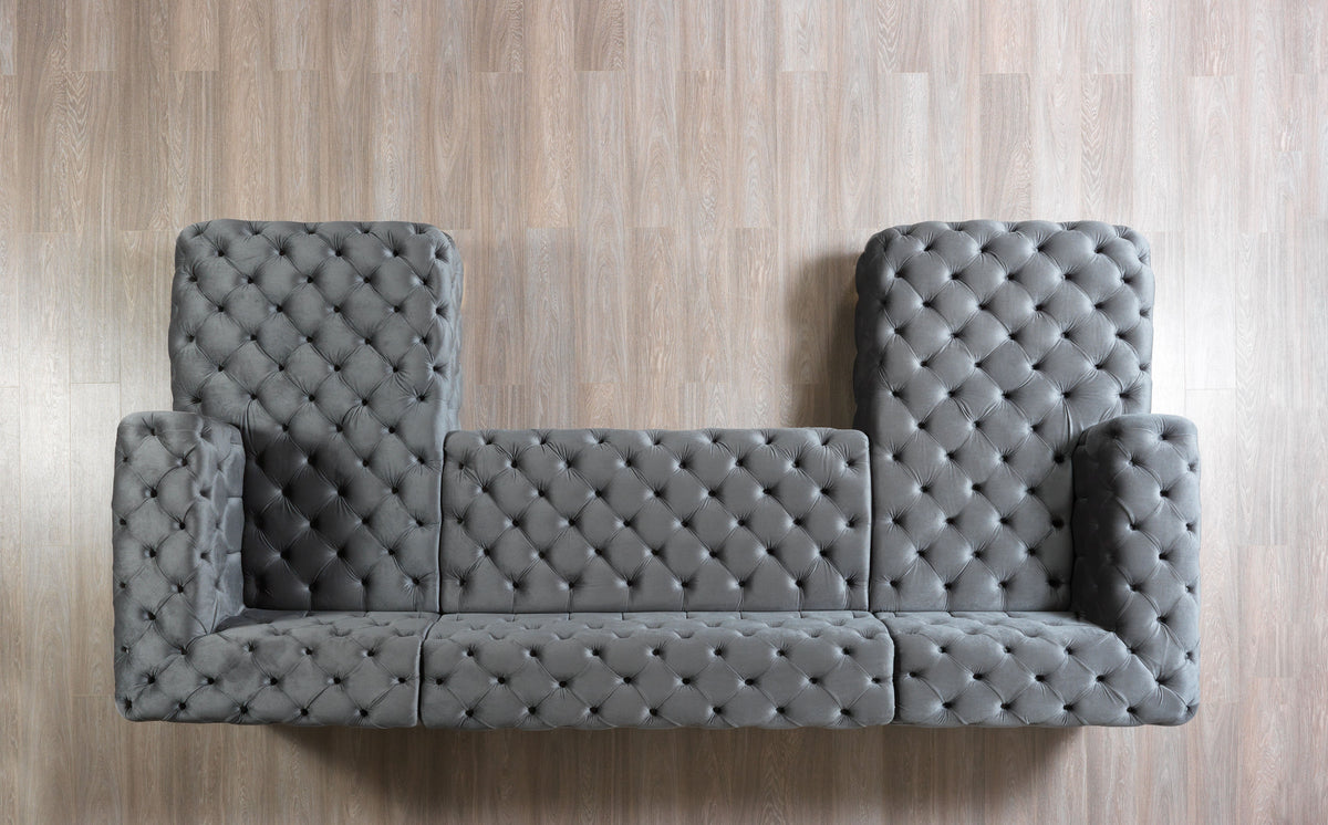 Majestic Sterling Velvet Double Chaise Sectional