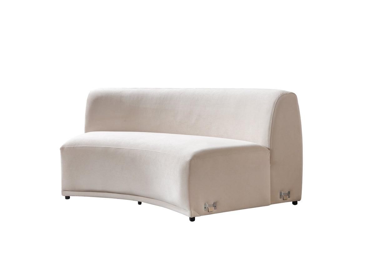 Bonita Ivory Velvet 3-Piece Curved Sectional