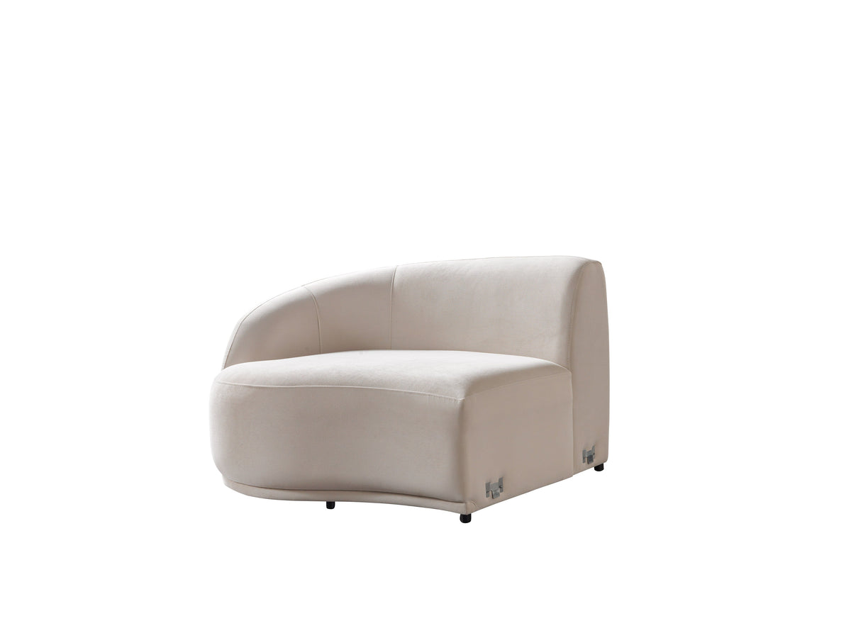 Bonita Ivory Velvet 3-Piece Curved Sectional