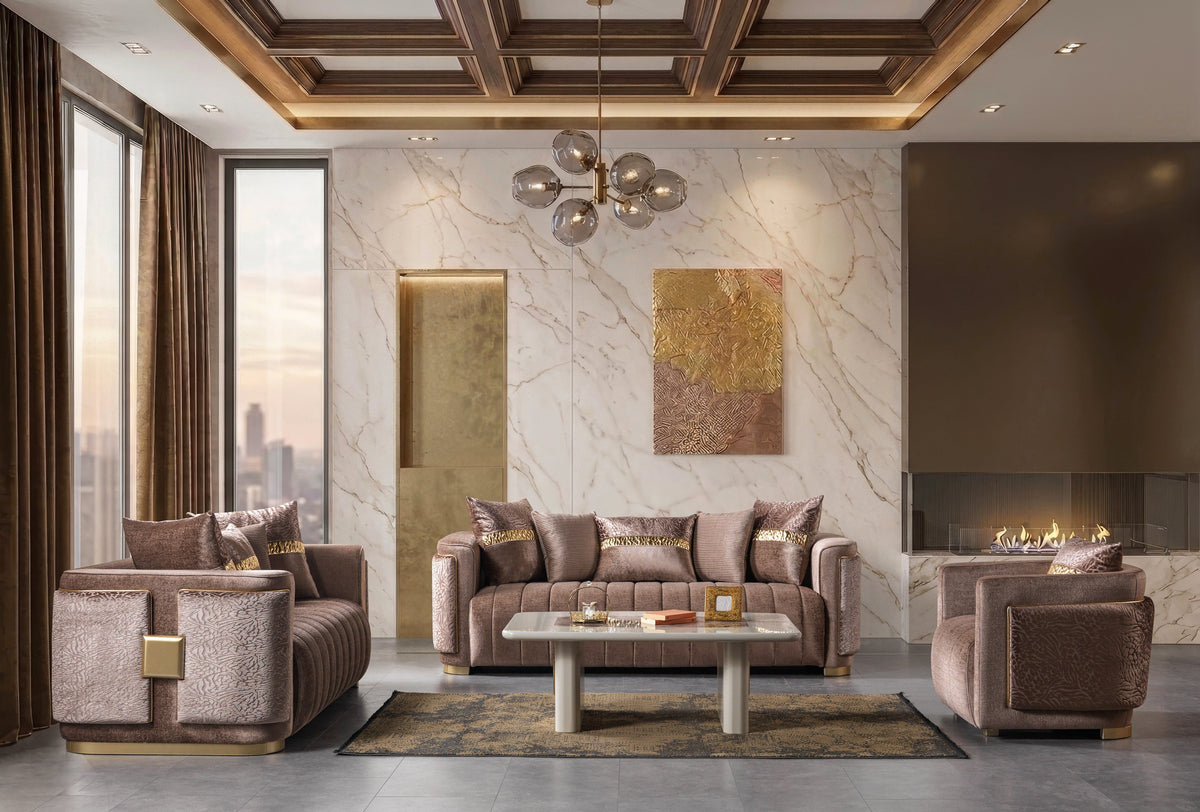 Carlina Coffee/Gold Velvet Chair