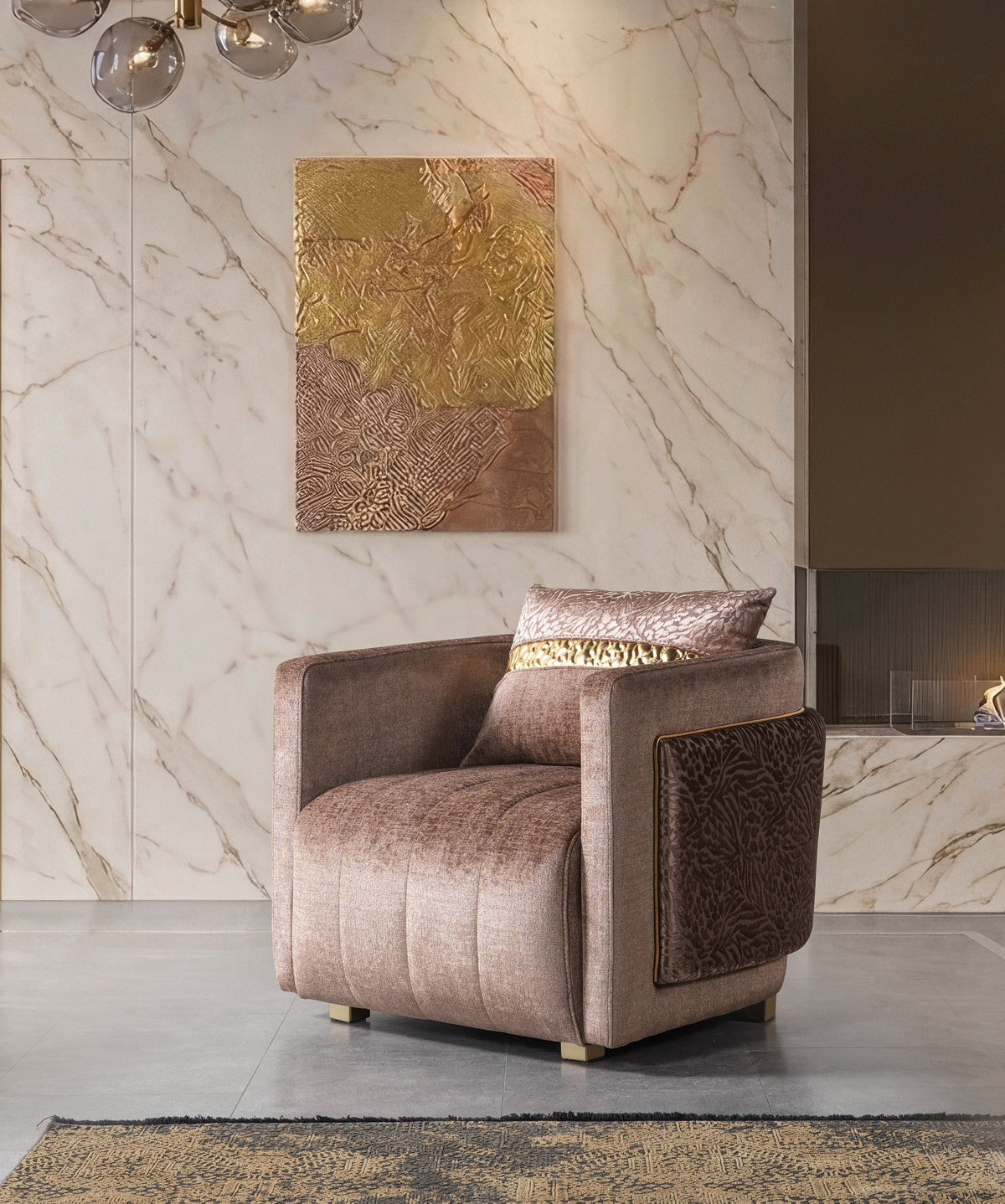 Carlina Coffee/Gold Velvet Chair