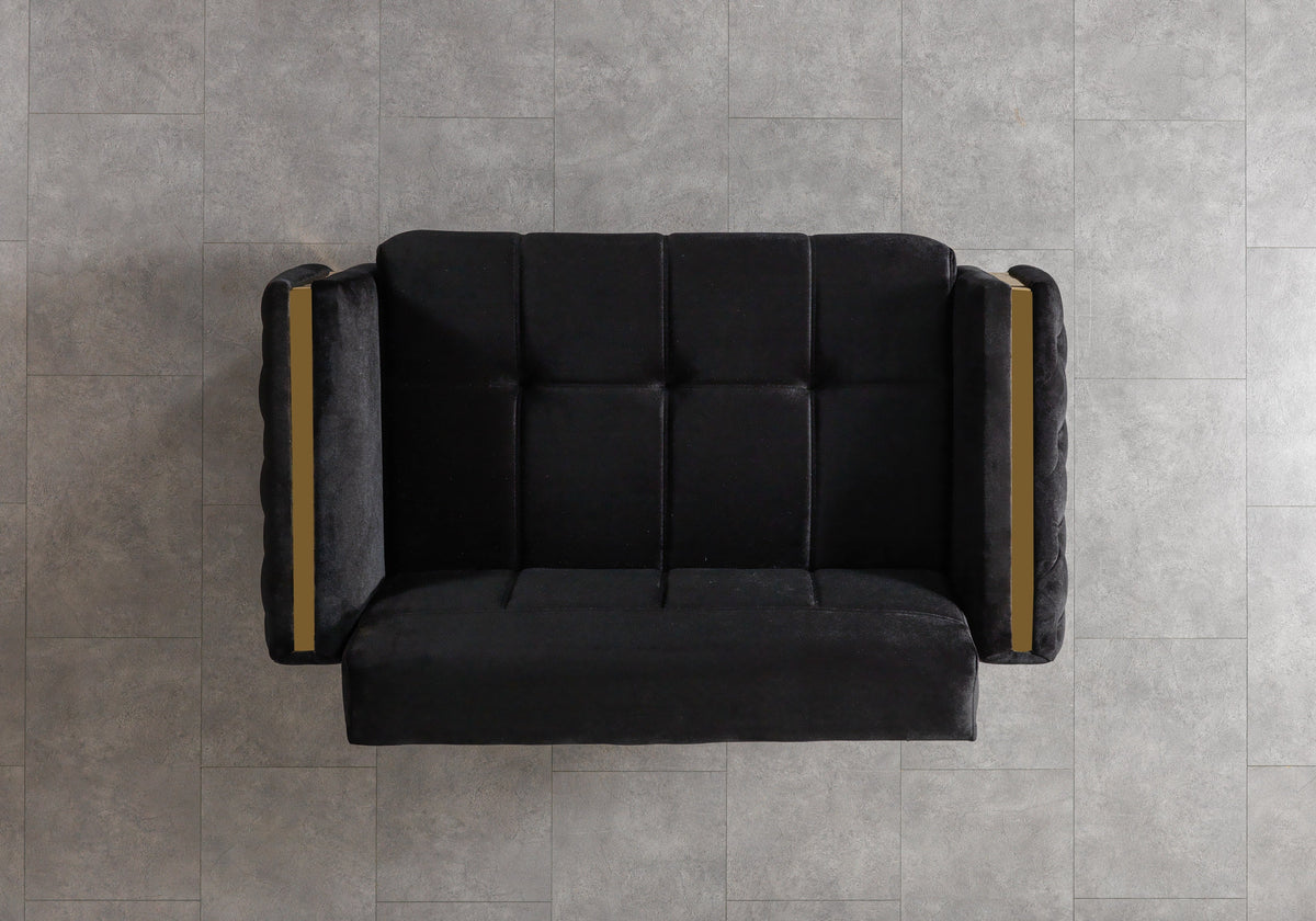 Florence Black Velvet Loveseat