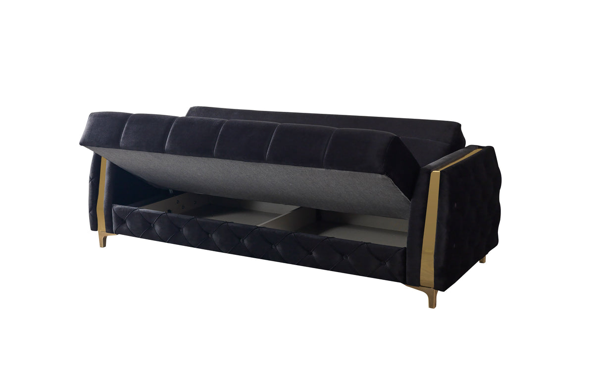 Florence Black Velvet Convertible Sofa
