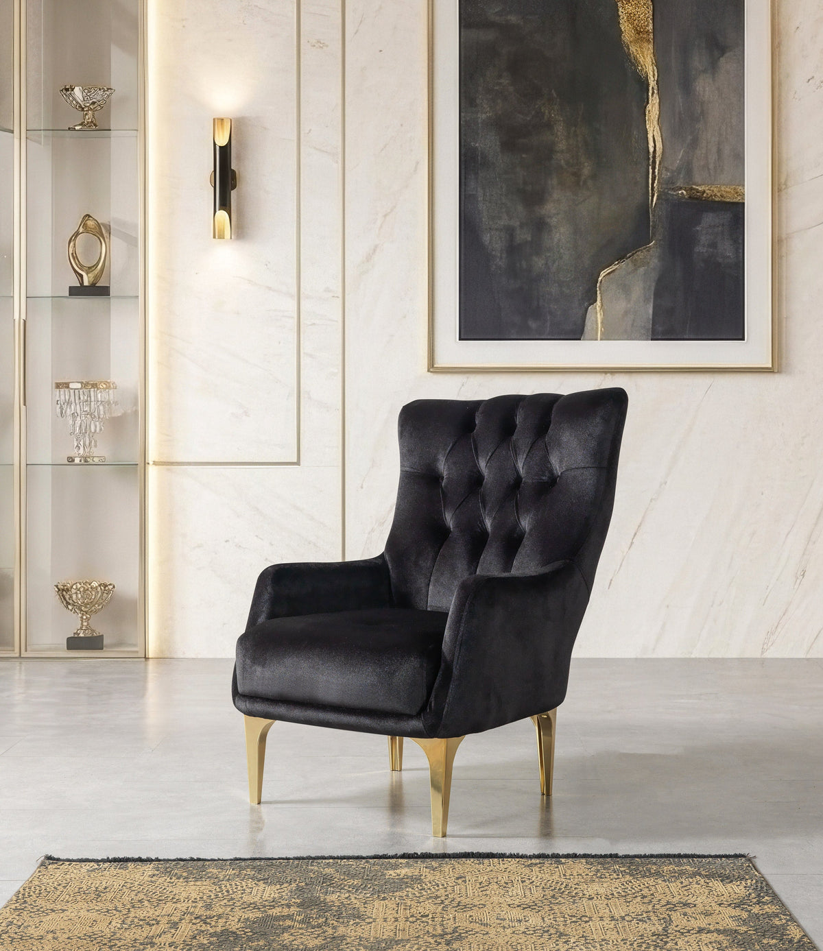 Florence Black Velvet Accent Chair