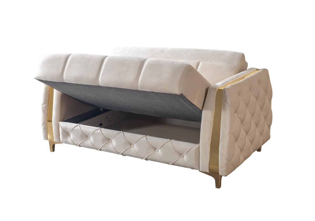 Florence Ivory Velvet Loveseat