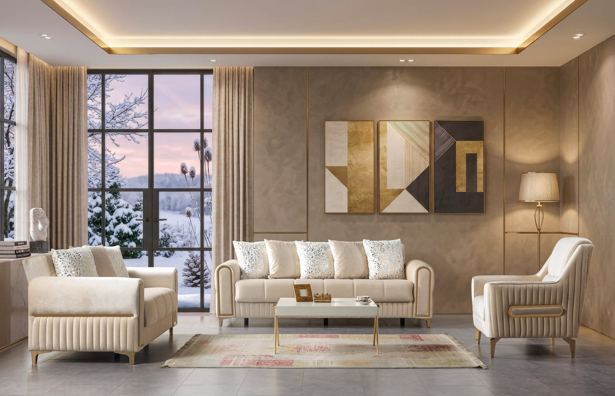Sandra Ivory Velvet Loveseat