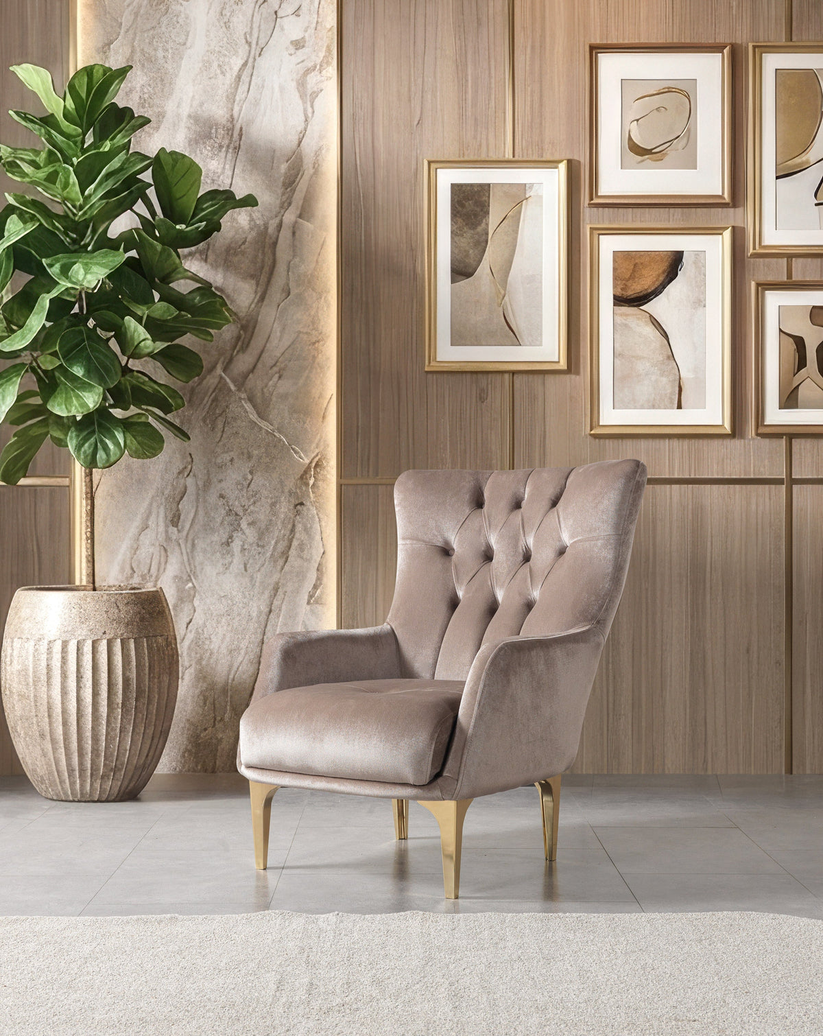 Florence Coffee Velvet Accent Chair